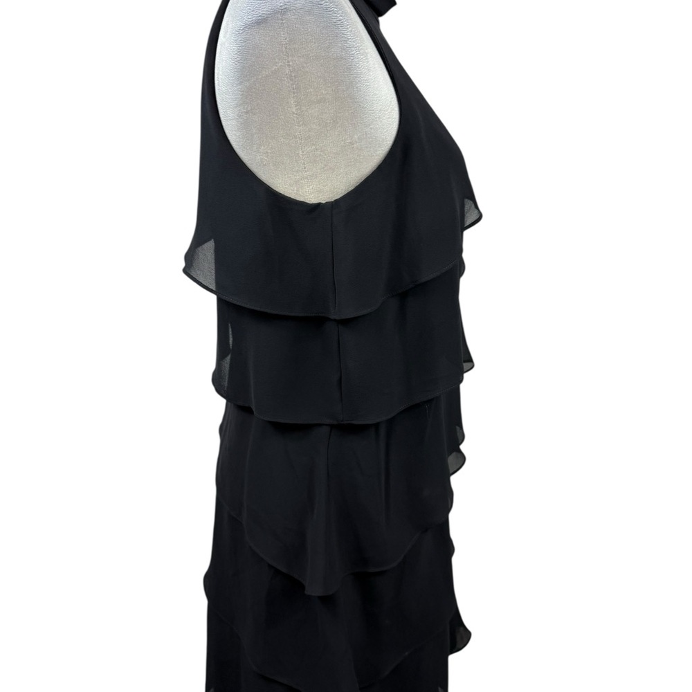 White House Black Market black asymmetrical tiered cocktail Dress size 10 - Picture 7 of 11